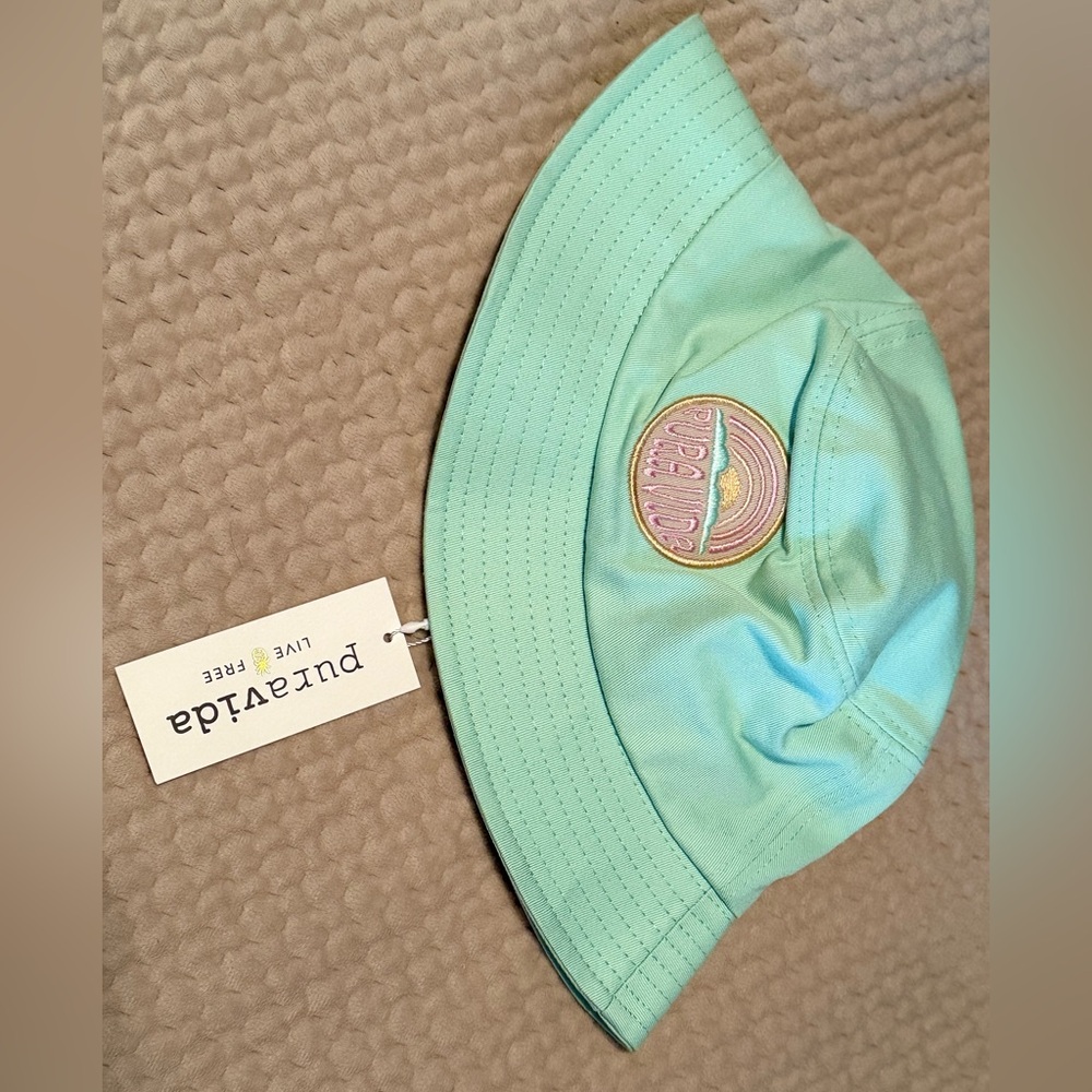 Pura Vida Mint Green Bucket Hat with Pastel Logo